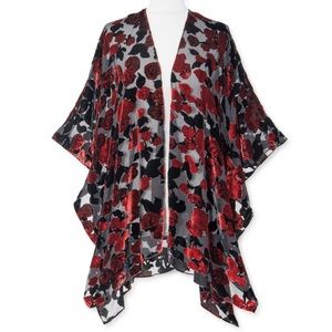 Burnout Rose Floral Wrap Kimono